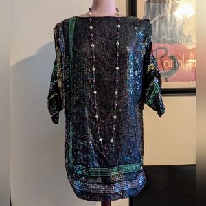 Vintage 80s Sequin Tunic Top or Mini Dress